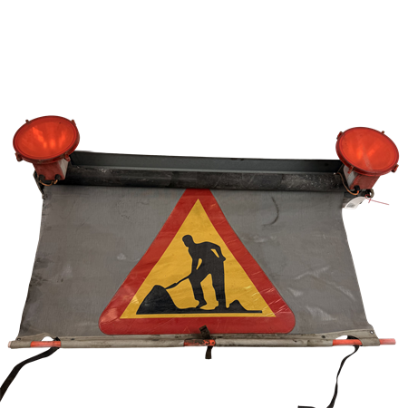 Vägarbetsgardin ink varningslampor